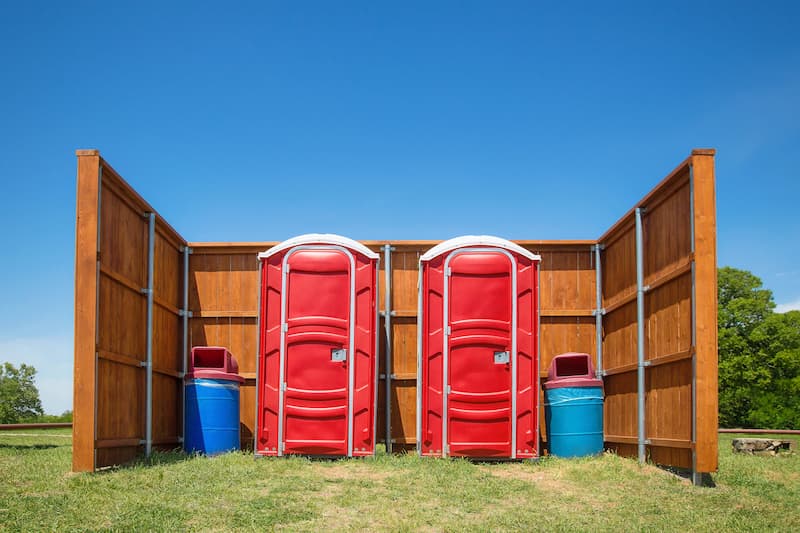 Short-term porta potty units staged for delivery in Olathe, Kansas